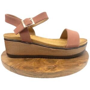 Weeboo Rose Pink Faux Suede Wedge Platform Sandals Women's 8.5